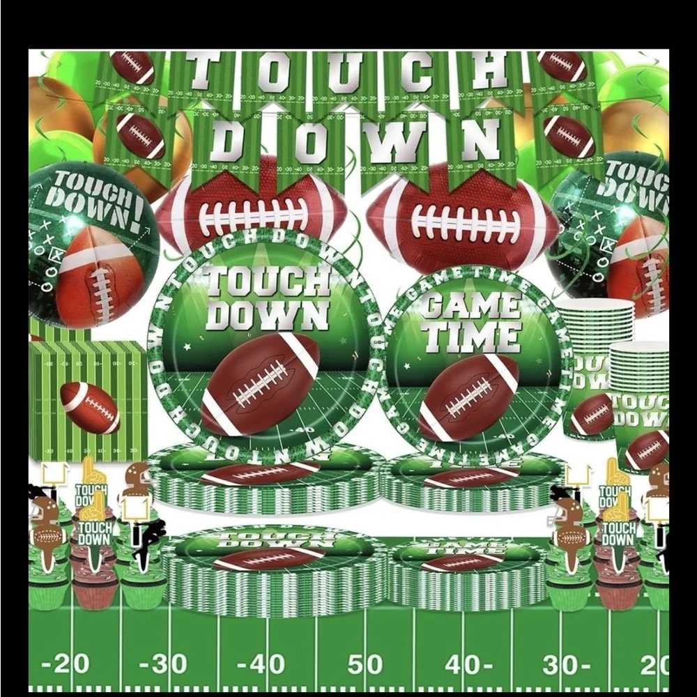 Football Party Decorations Superbowl Lot Supplies, Serves 24: Paper Plates, New